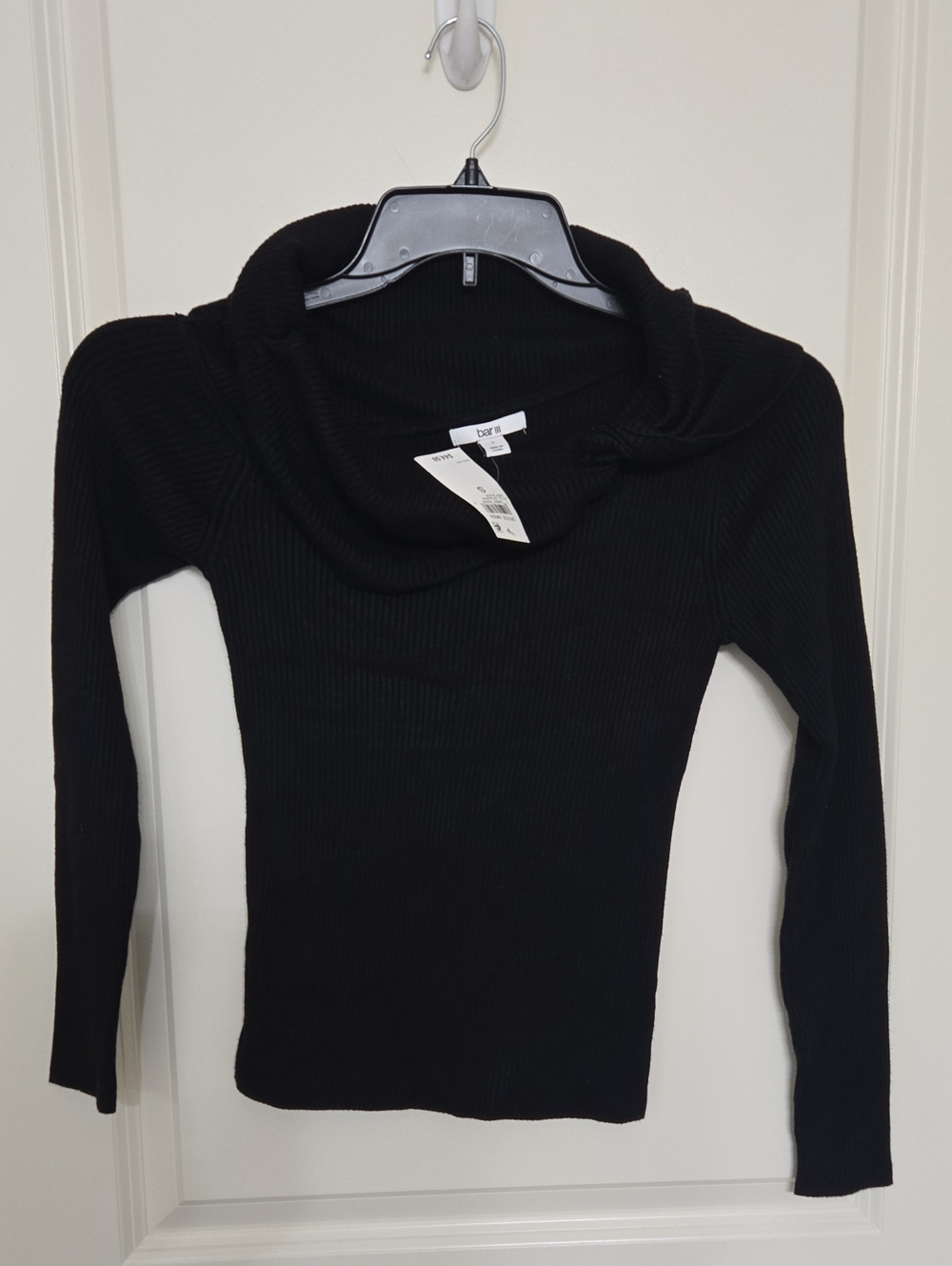 Bar III Black Ribbed Cowl Neck Sweater